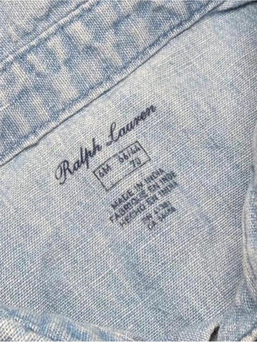 Ralph Lauren Baby Girl 6M Chambray Denim Button Up Shirt Pony Logo Preppy EUC - Picture 4 of 7